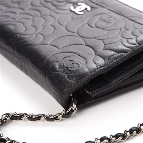 chanel lambskin camellia wallet on chain woc black|Wallets on Chain .